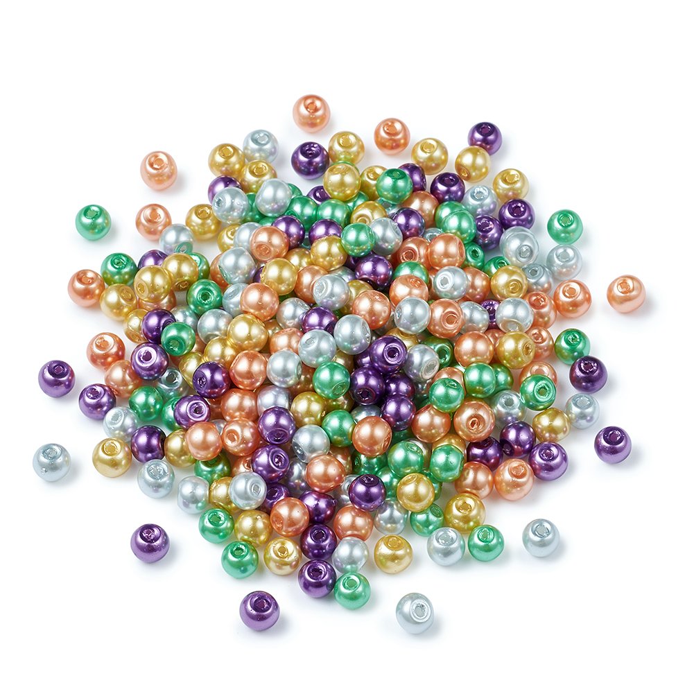 100pcs 8mm Mixed Glass Round Beads Halloween Colorful Mini Spacer Beads Loose Be