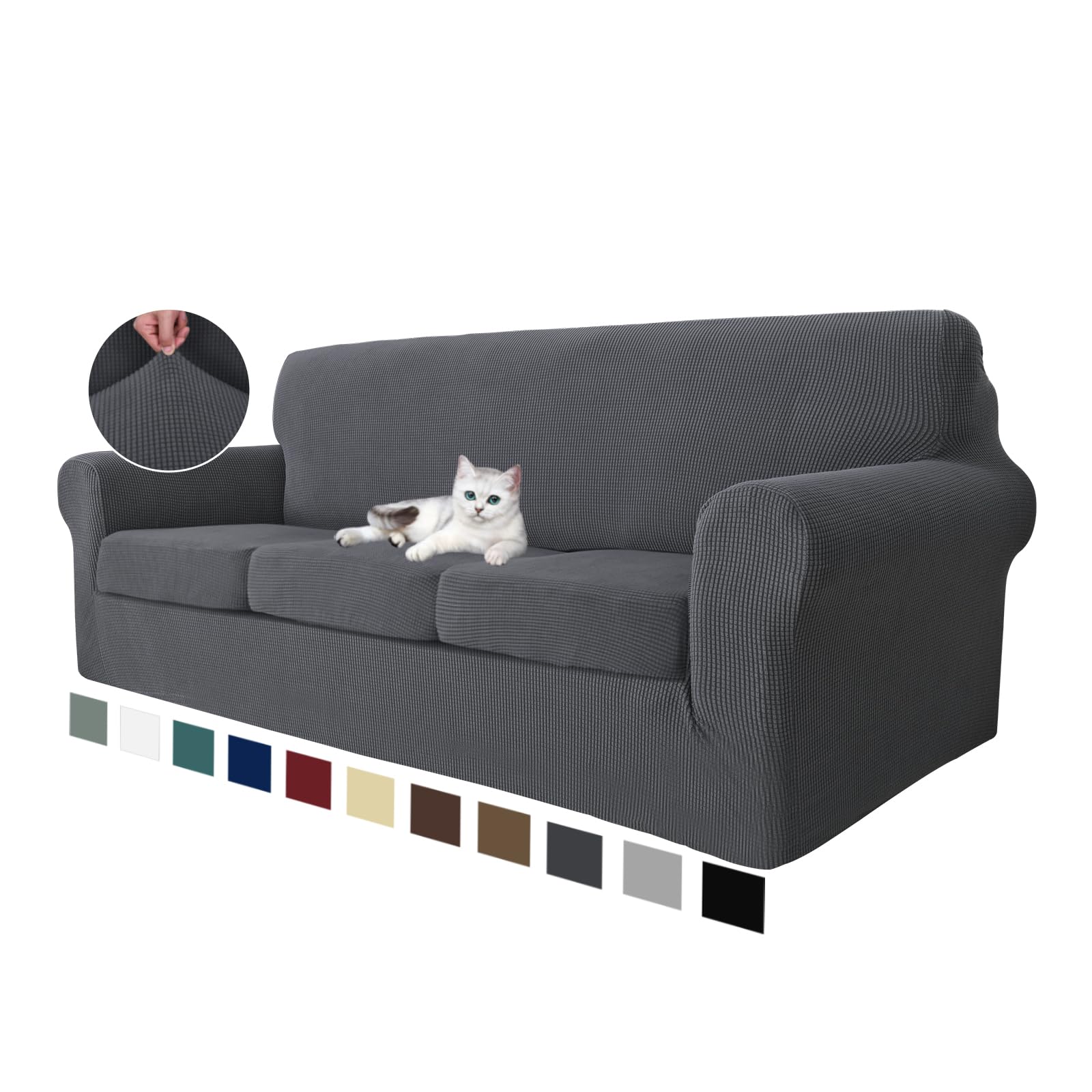 MAXIJIN 4 Piece Couch Covers for 3 Cushion Couch Super Stretch Sofa Cover for Do