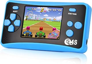 X-JOYKIDS S4S Handheld Game for Kids Ages 4-8, Portable 142 Classic Mini Games 2.5'' LCD Screen Arcade Gaming System Birthday Xmas Present for Children (Blue)