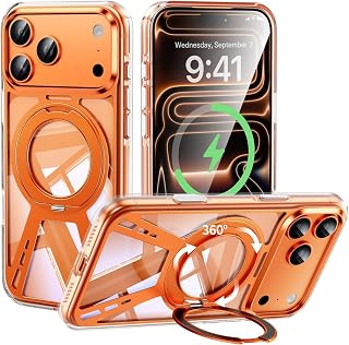 Metal Case for iPhone 17 Pro Max/18 Pro Max with Ring Stand, Orange