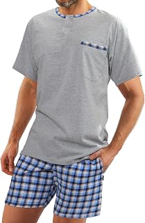 sesto senso Men's Short Pyjamas Cotton Short Sleeve T-Shirt Pyjama Bottoms