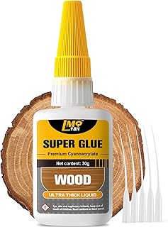 Wood Super Glue Liquid, Clear Instant CA Glue for Wood Furniture Heavy Duty | Woodworking Crafts Repair, All Purpose Cyanoacrylate Adhesive for Ceramic Plastic Glass Leather Model Metal Pottery Porcelain