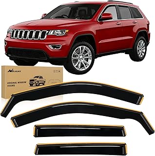 Nilight in-Channel Rain Guards for Jeep Grand Cherokee 2011-2020, 4PCS | Fits Grand Cherokee 2018 2019 2020 Smoke Vent Window Visors for Rain and Highway Wind Noise