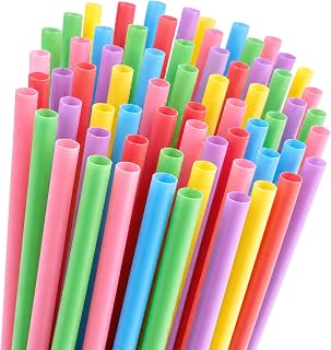 iJiGui 100 Pcs Sugarcane Straws, Reusable Straws 21cm x 6mm(Colored) | for Cocktail, Juice, Milkshake, Soda, Plant Based, Slush Straws Random Colors