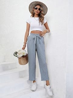 Women's Tie Knot Casual Lounge Pants High Wagit Pants