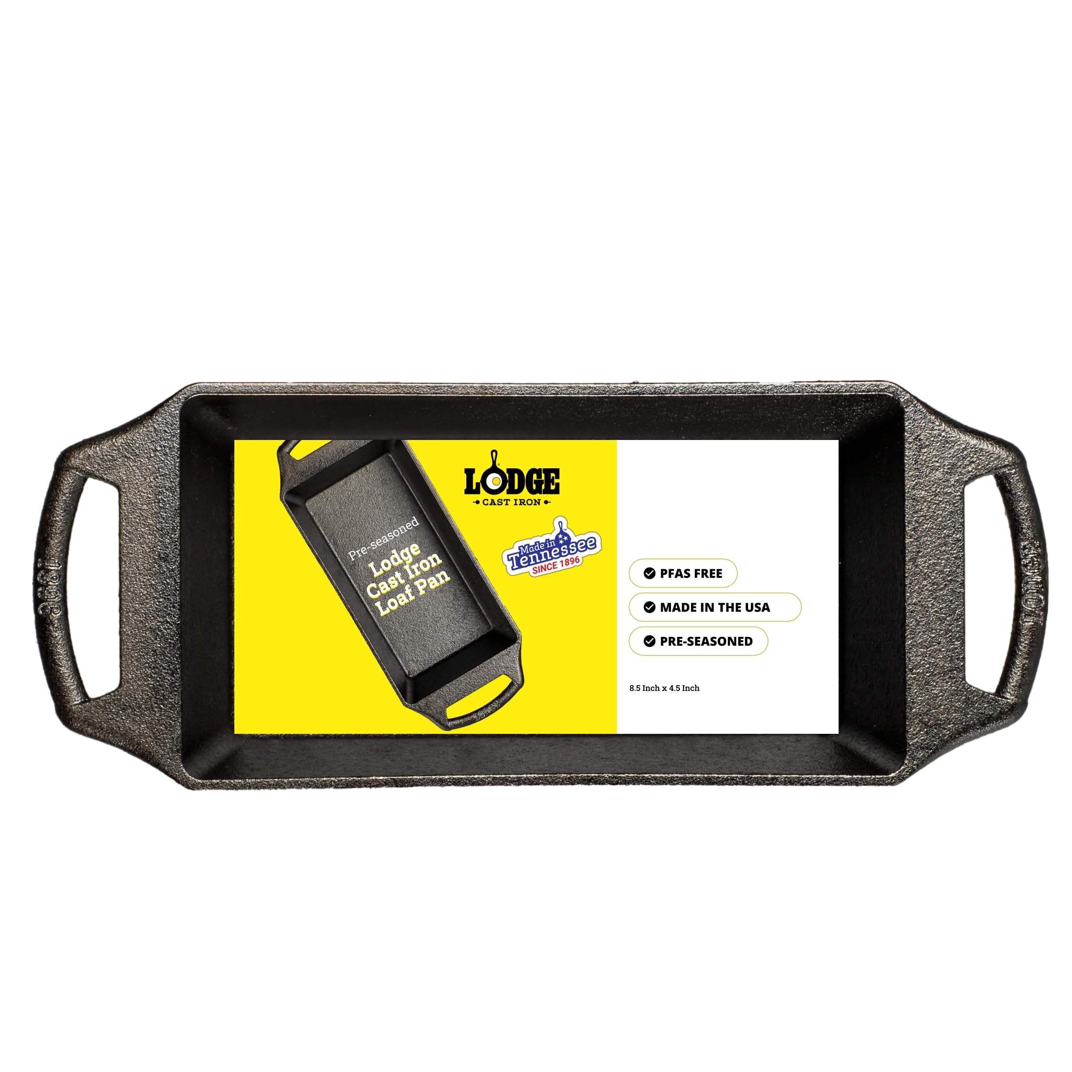 Lodge Pre-Seasoned Cast Iron Loaf Pan, PFAS-Free, 8.5 Inches | Rectangular Cast 