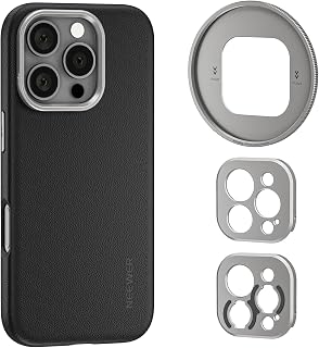 NEEWER Phone Case for 16 Pro, TPU/PC Protective Case with Modular Backplates for 67mm Filter/Lens 17mm/Lens T-Mount, Compatible with iPhone 16 Pro MagSafe Moment, PA083P