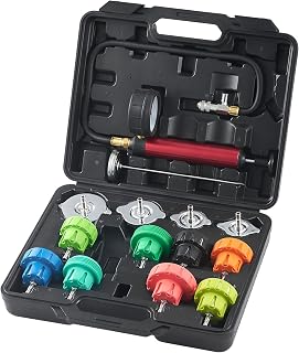 VEVOR Automotive Cooling System Radiator Pressure Tester Kit, 14 pcs Radiator Pressure Tester Kit with Manual Pump and Color-Coded Steel Test Cap Adapters, for Cars Motorcycles Trucks Cooling System