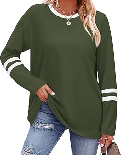 Sampeel Long Sleeve Shirts for Women Color Block Casual Tops Fall Outfits 2026 Basic Tees Trendy Spring Clothes