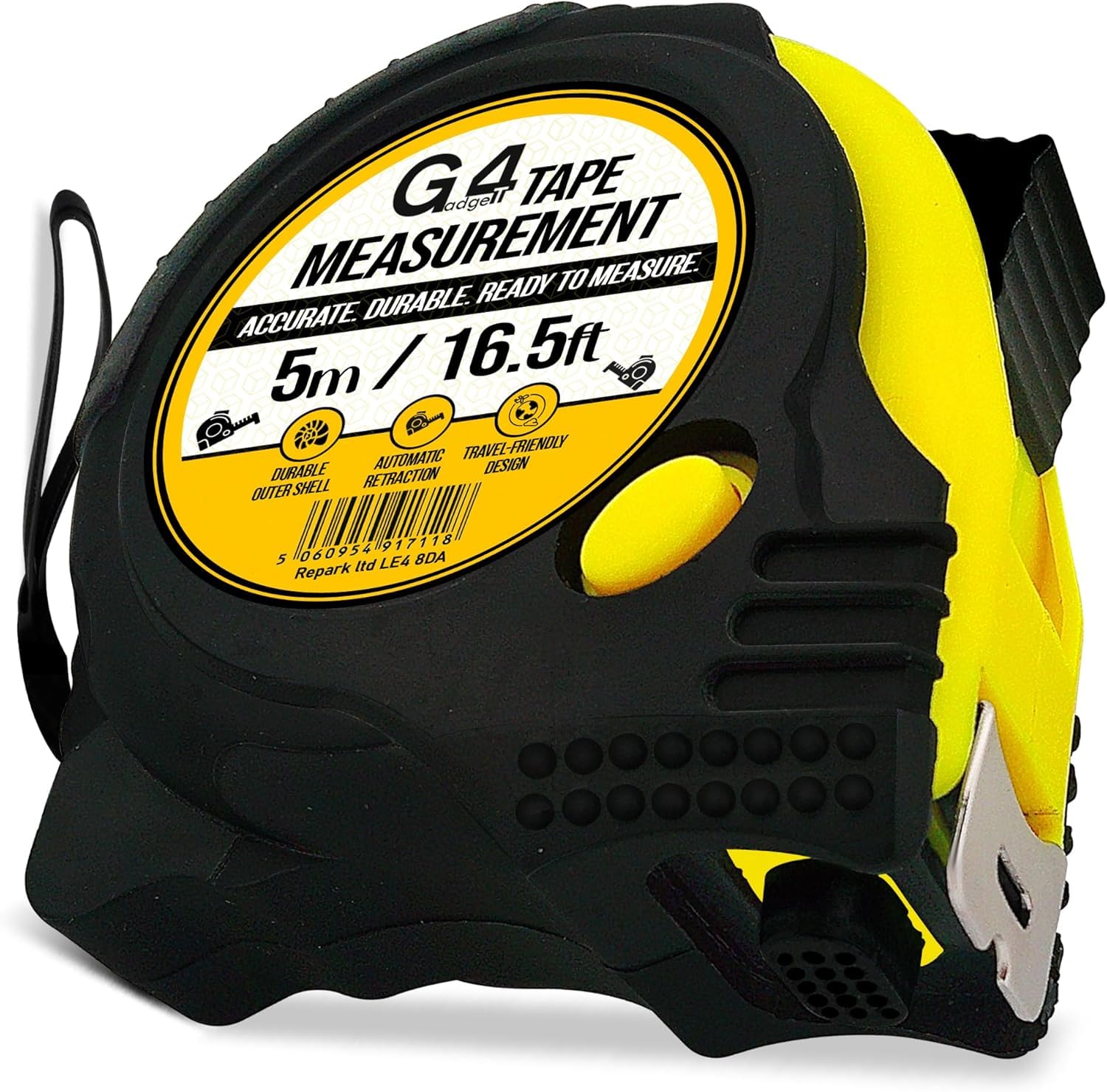 G4GADGET Tape Measure 5m/16.5ft – Heavy Duty Measuring Tape with 3-Button Contro