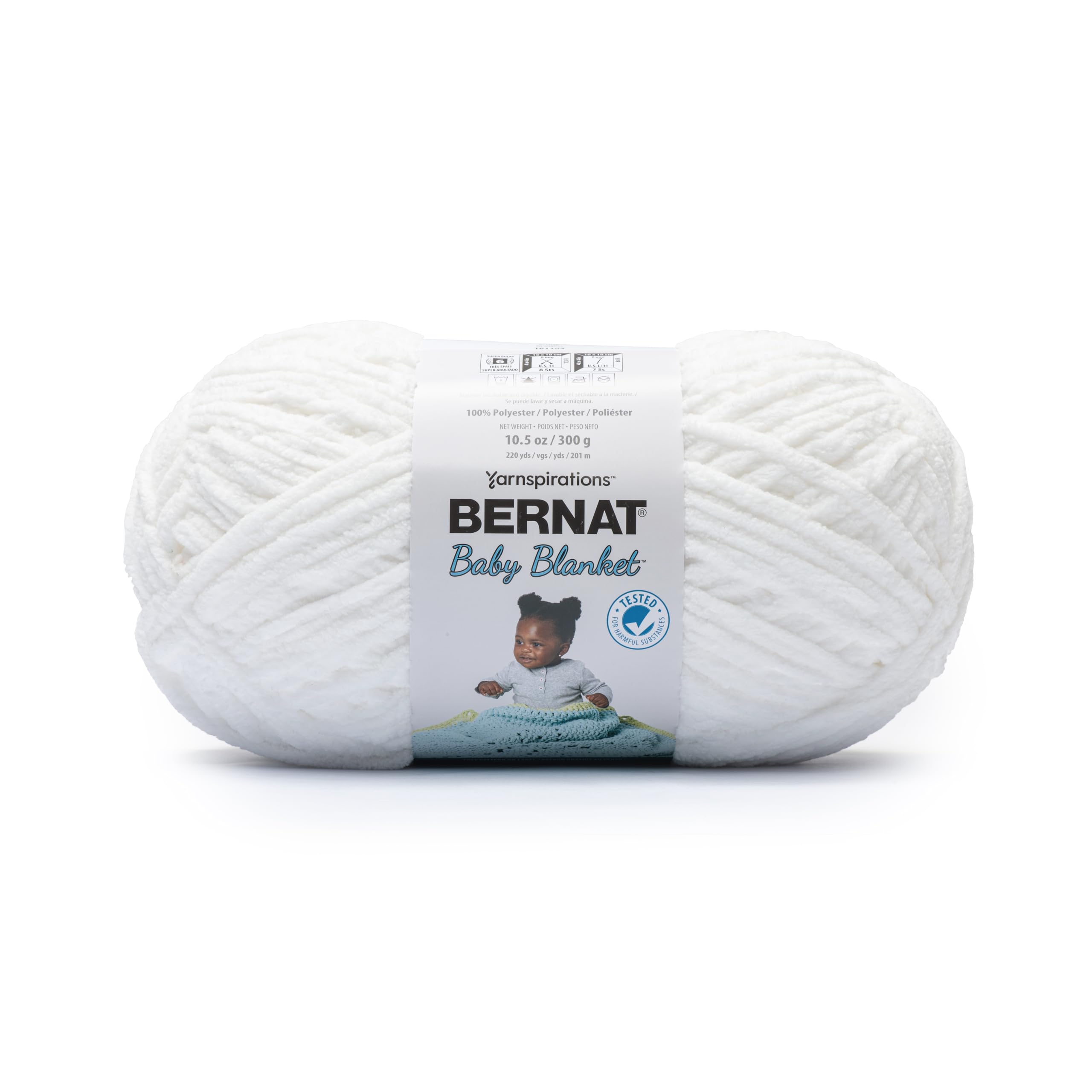 Bernat Baby Blanket Big Ball White | #6 Super Bulky Yarn, 100% Polyester, Soft B