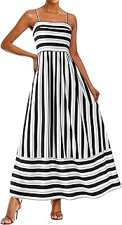 PRETTYGARDEN Women Summer Dress Spaghetti Strap Floral Boho Party Wedding