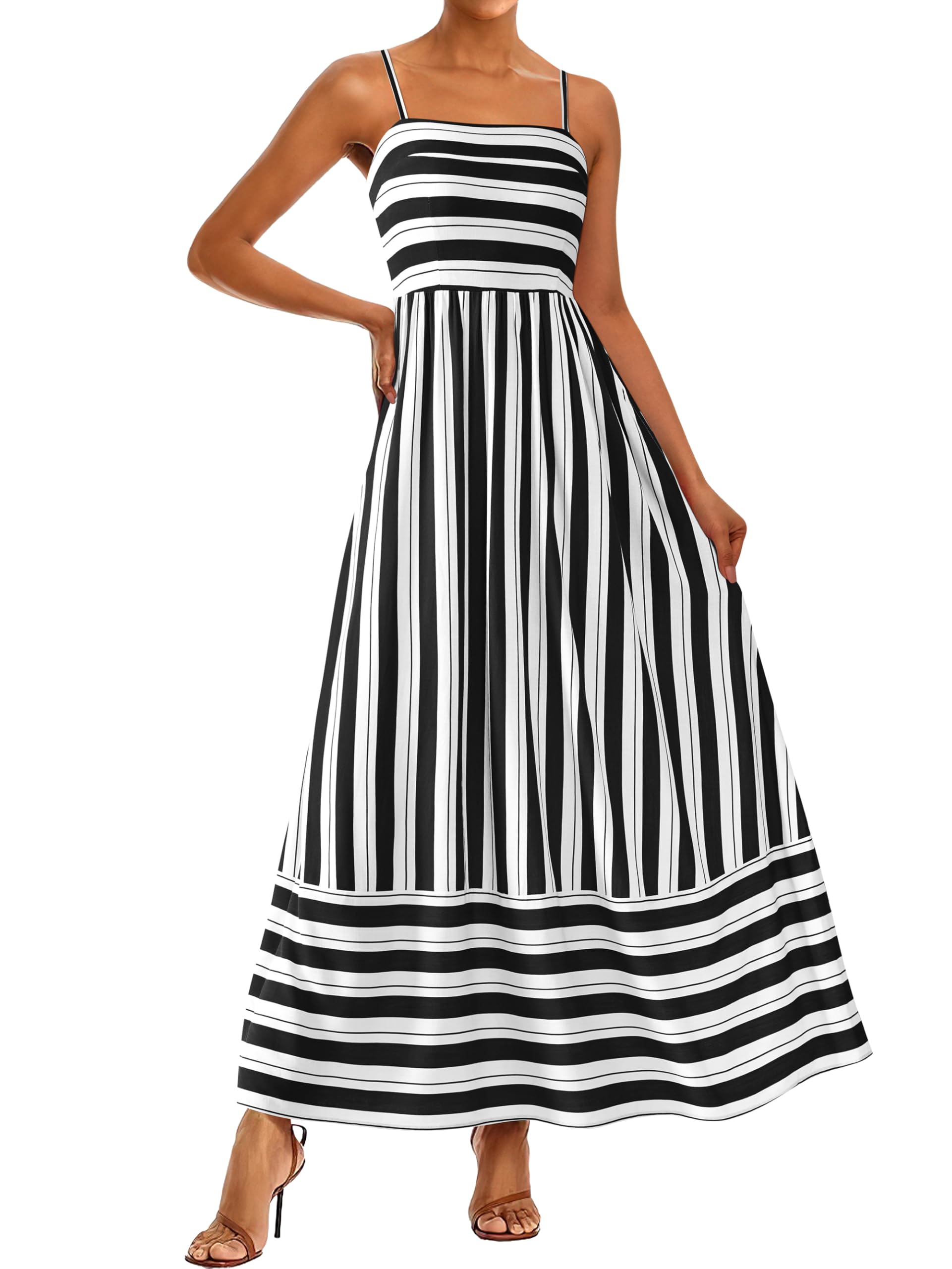PRETTYGARDEN Women Summer Dress Spaghetti Strap Floral Boho Party Wedding