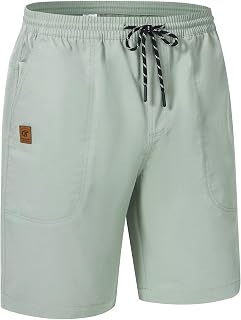 QPNGRP Men's Stretch Waist Casual Shorts with 5 Pockets Include 1 Zipper Pocket