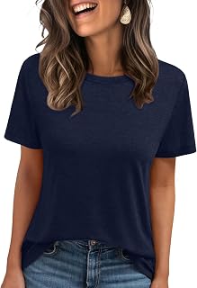 Maglietta estiva da donna, casual, con scollo rotondo