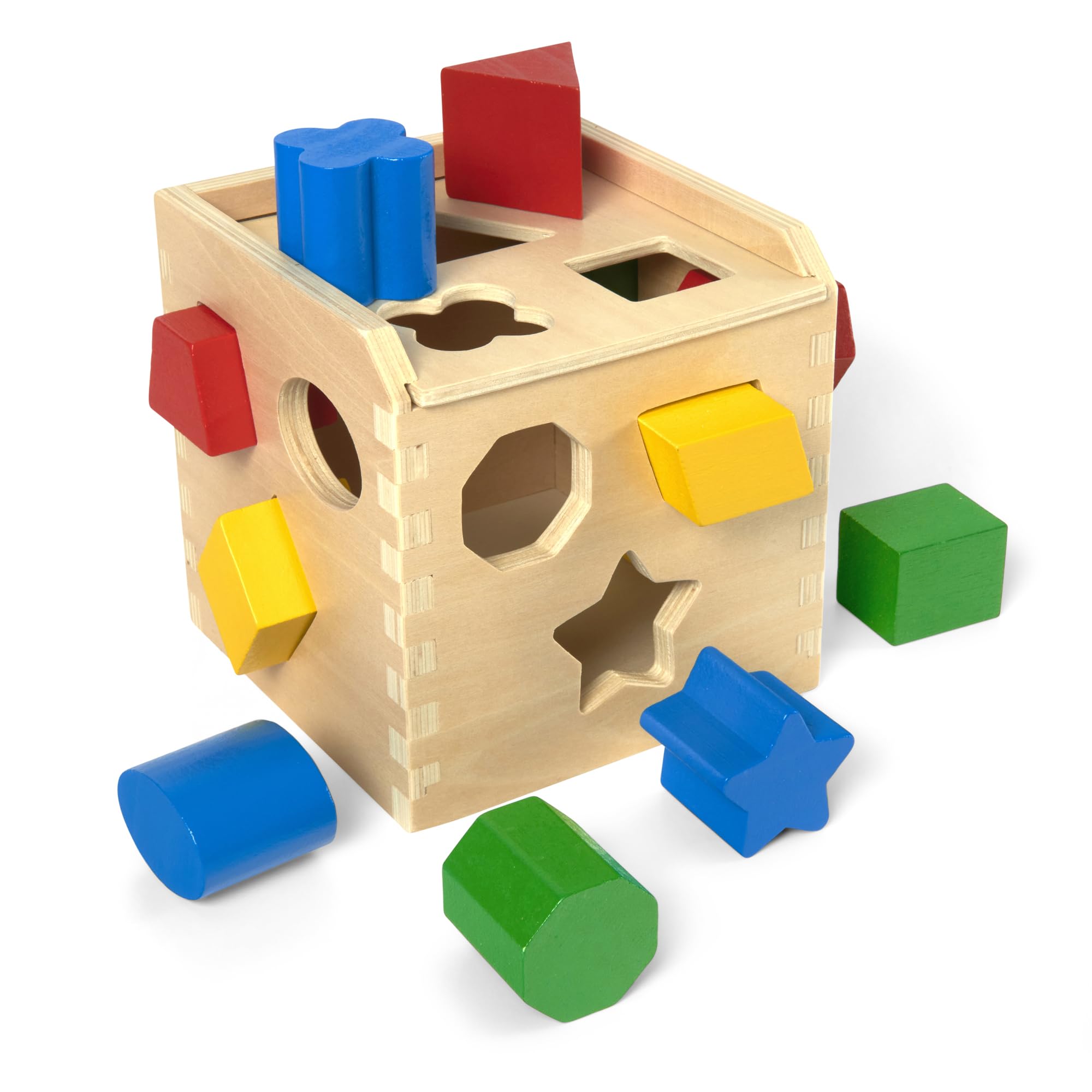 Melissa & Doug Shape Sorting Cube Wooden Classic Educational Toy | 13 Piece Set,