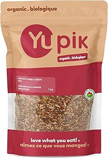 Yupik Organic Super 6 Seeds Mix, Healthy Snack, pumpkin, sunflower, brown flax, golden flax, sesame, chia, 1Kg