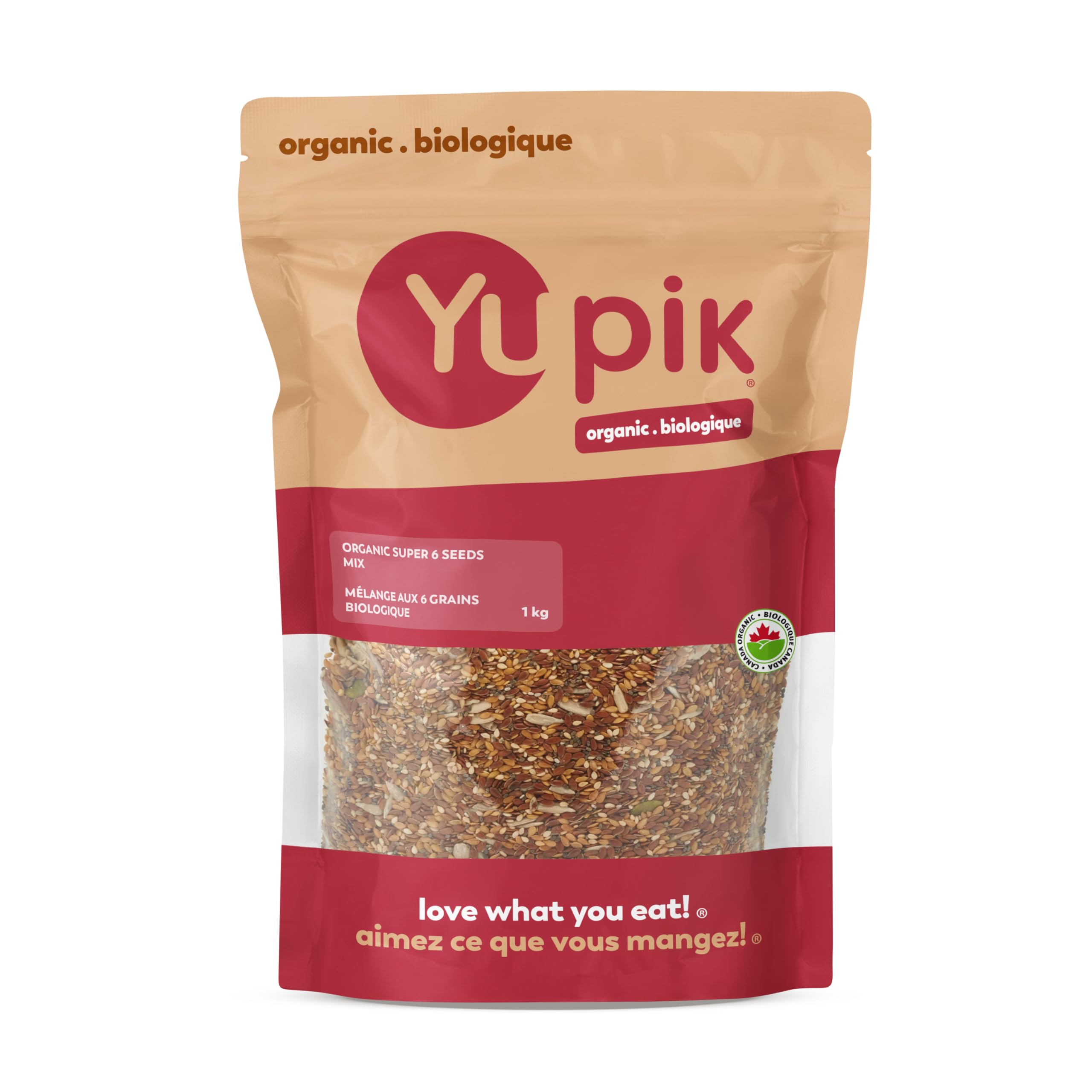 Yupik Organic Super 6 Seeds Mix, Healthy Snack, pumpkin, sunflower, brown flax, 