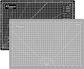 Headley Tools 18"x12" Thickened Self Healing Cutting Mat, A3 Rotary Cutting Sewing Mat for Crafts, Double Sided 5-Ply Table Cutting Board for Fabric Quilting Leather Hobby Project, (Grey/Black)
