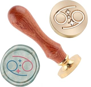 Cancer Wax Seal Stamp Sealing Wax Stamps Removable Brass Seal Stamp with Wood Handle for Envelopes Photo Album Postcard Decor Wedding Party Invitations Gift Packing