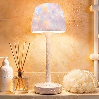 Waterproof Shower Lamp Rechargeable LED Ocean Projector Outdoor Table Lamps | 16 Color Ocean Wave Projection, Remote & Touch Control, USB-C Rechargeable, Bathroom Bedroom Spa Outdoor Table Lamps