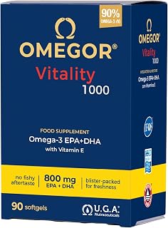 Omega 3 IFOS 5 Star 90 cps – Omega 3 Fish Oil 1000 mg – Rich in EPA and DHA, No Aftertaste, Easy to Digest, Free of Heavy Metals