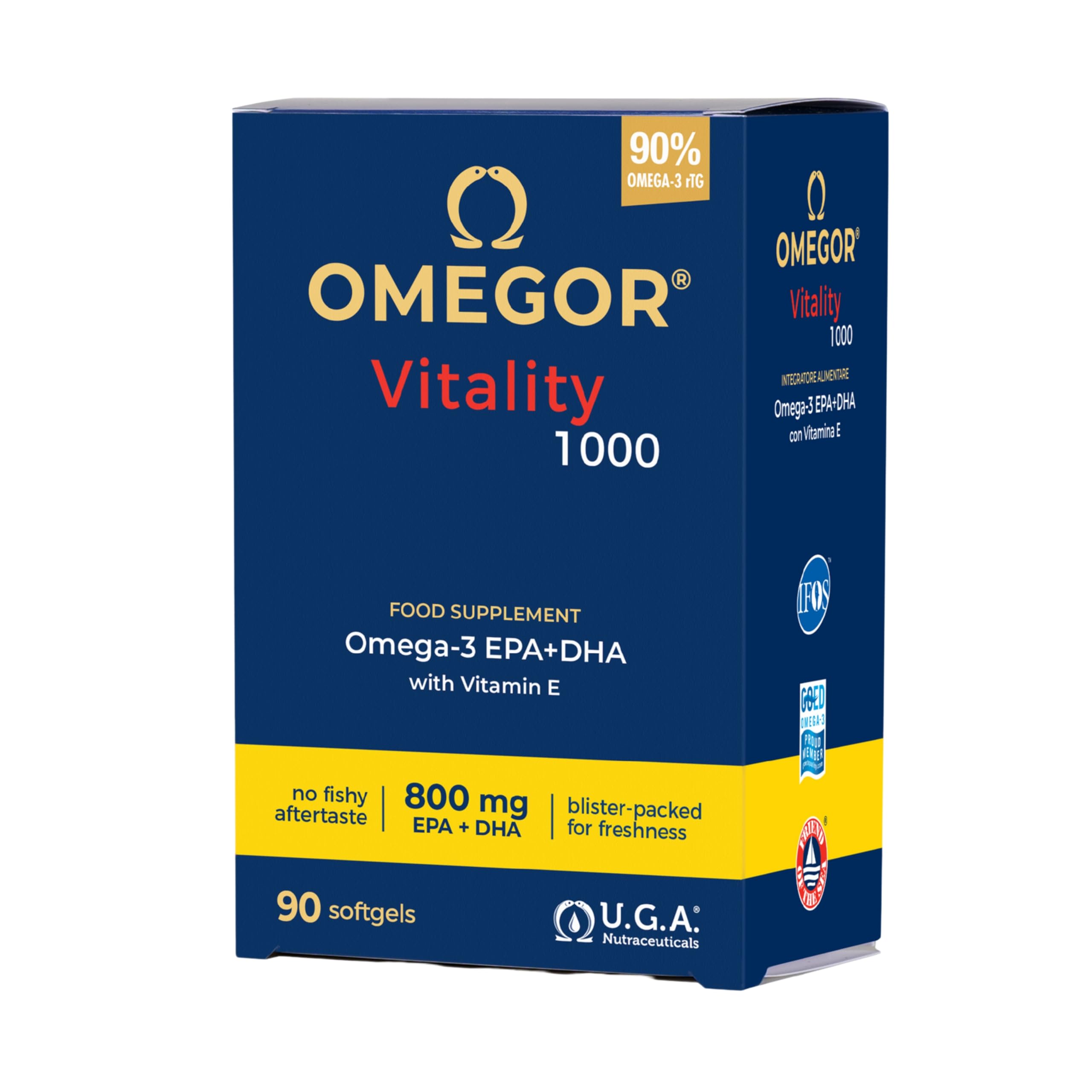 Omega 3 IFOS 5 Star 90 cps – Omega 3 Fish Oil 1000 mg – Rich in EPA and DHA, No 