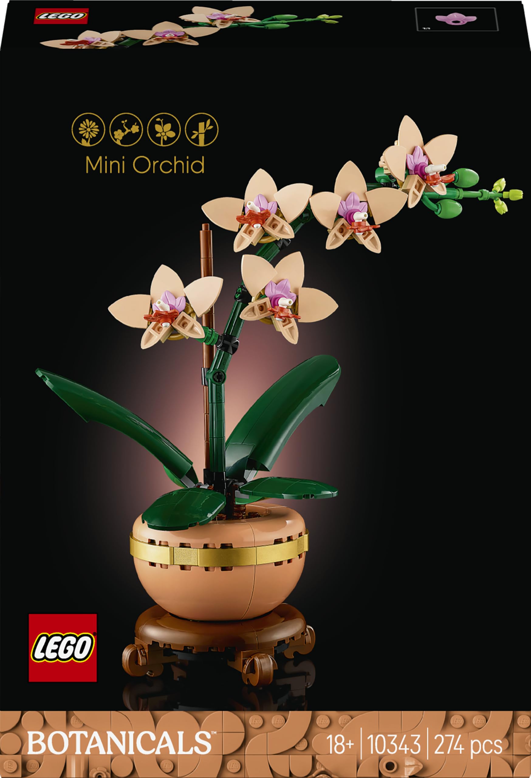 LEGO Botanicals Miniature Orchid 10343 | 274 Pieces Artificial Flowers Set for A