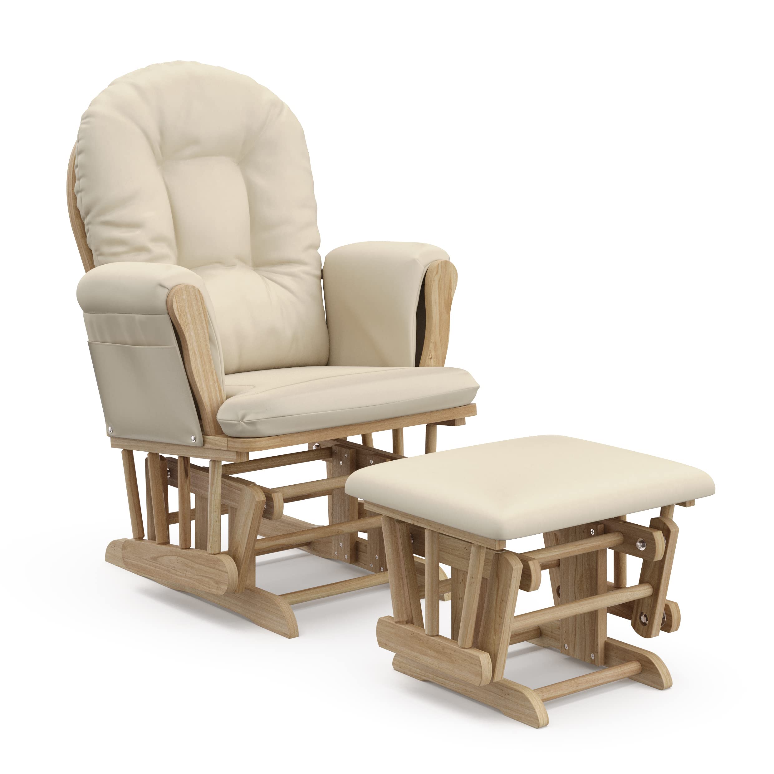 Storkcraft Premium Hoop Glider & Ottoman, Natural/Beige | GREENGUARD Gold Certif