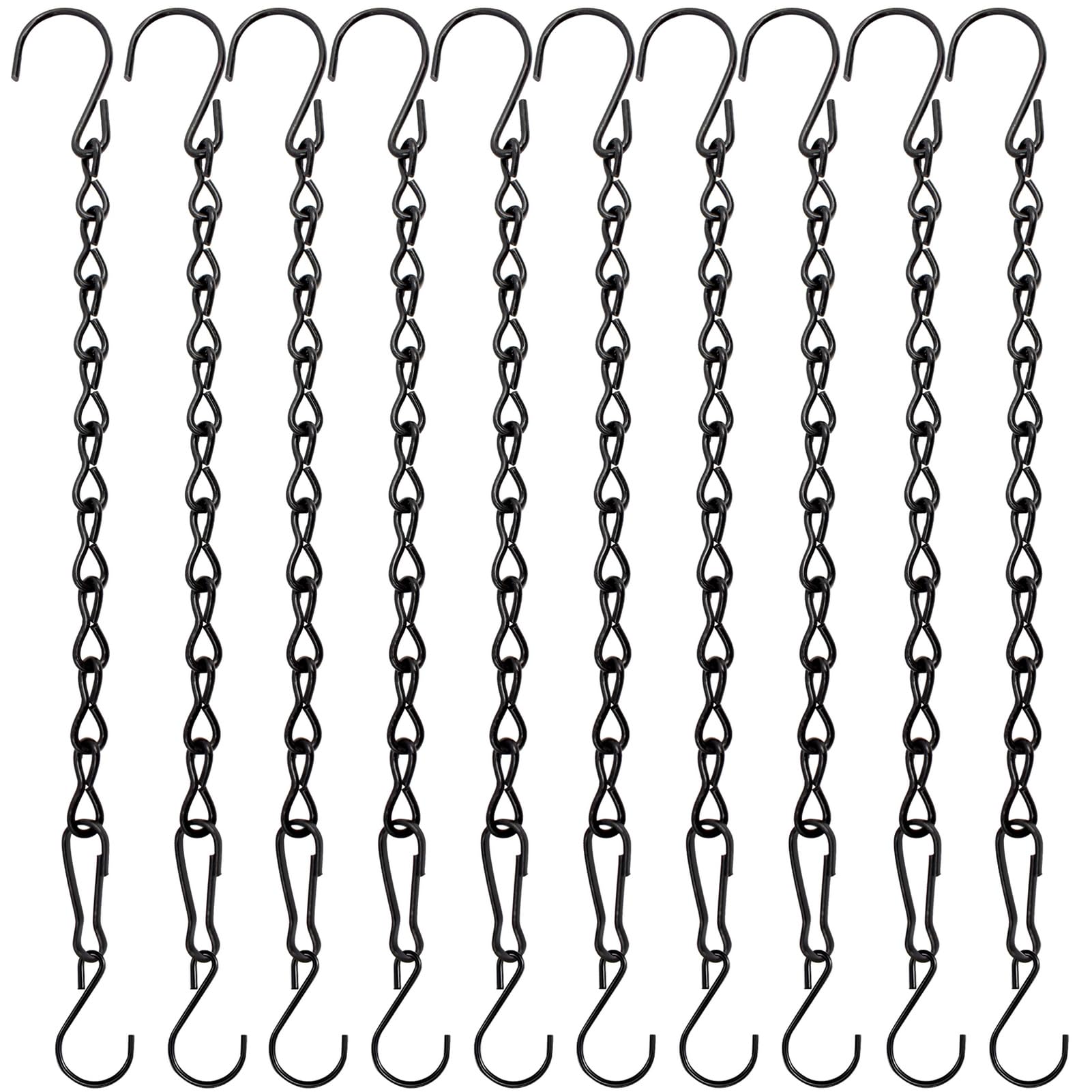 YINGFENG 10 Pack 9.5 Inch Black Hanging Chains, Garden Plant Hangers for Hanging