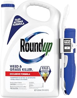 Roundup Weed & Grass Killer4 with Comfort Wand, 1.33 gal. | Weed Killer Spray, Use In and Around Flower Beds, Walkways, Driveways and Along Fences, Visible Results in Hours