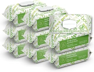 Amazon Elements Baby Wipes, Fresh Scent, White, 810 Count (9 Packs of 90)