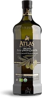 Atlas Organic Extra Virgin Olive Oil, Moroccan, High Polyphenol, 1 L | Cold Pressed EVOO With High Smoke Point, Trusted By Award-Winning Chefs, One Family Farm, Polyphenol-Rich & Smooth Finish