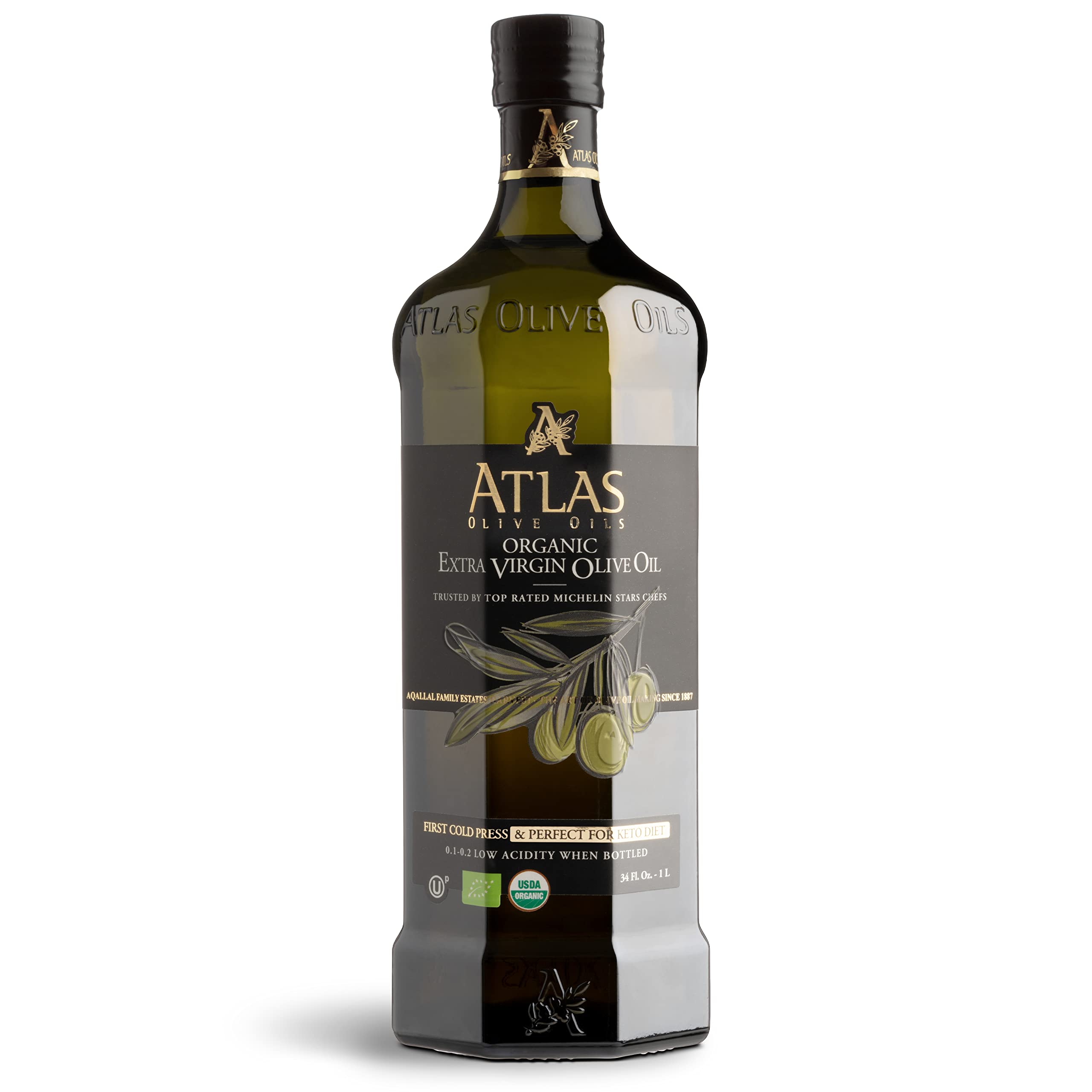 Atlas Organic Extra Virgin Olive Oil, Moroccan, High Polyphenol, 1 L | Cold Pres