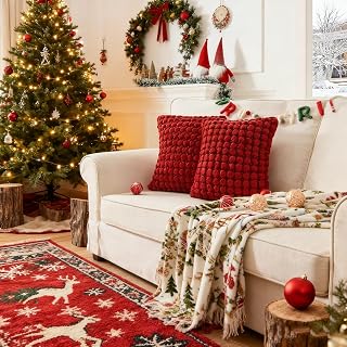 Velvet Throw Pillow Covers 18x18 Set of 2 Red Cushion Case