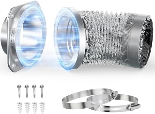 Magnetic Dryer Vent Coupling DV180 Magnetic Dryer Vent Connector Kit 4 Inch | Quick Connect Magnetic Coupling Includes 2.6ft Aluminum Hose &amp; Clamps, Airtight Seal, Fire Safe Material, Easy Cleaning