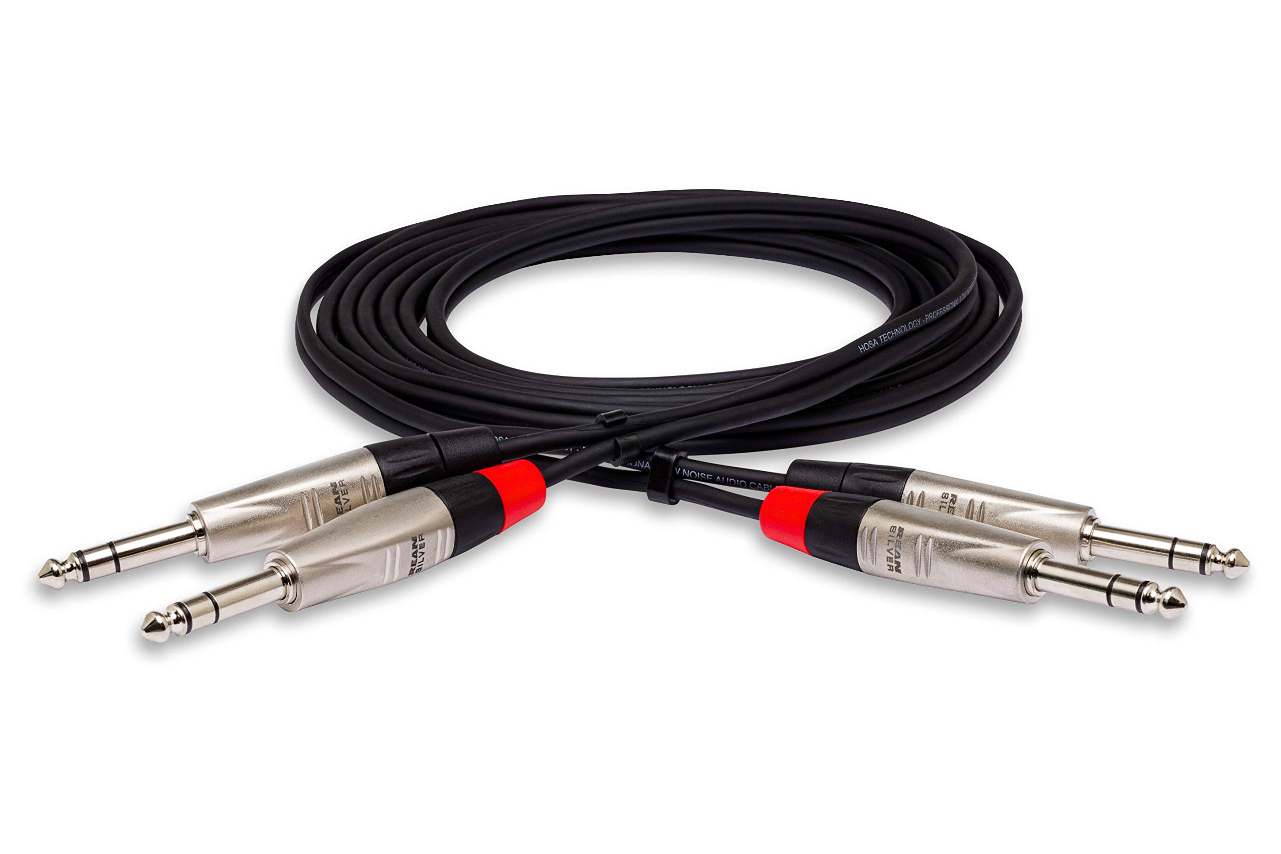 Hosa HSS-010X2 Pro Stereo Interconnect Cable - Dual REAN 1/4-inch TRS Male to Du