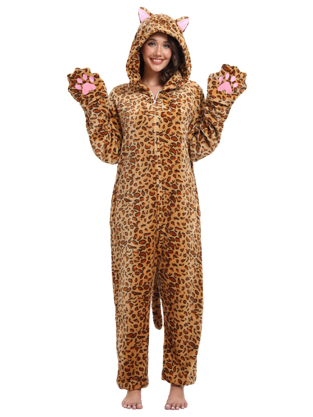 DKRUW Adult Onesie Pajamas Animal One Piece Costume Halloween Cosplay for Women 