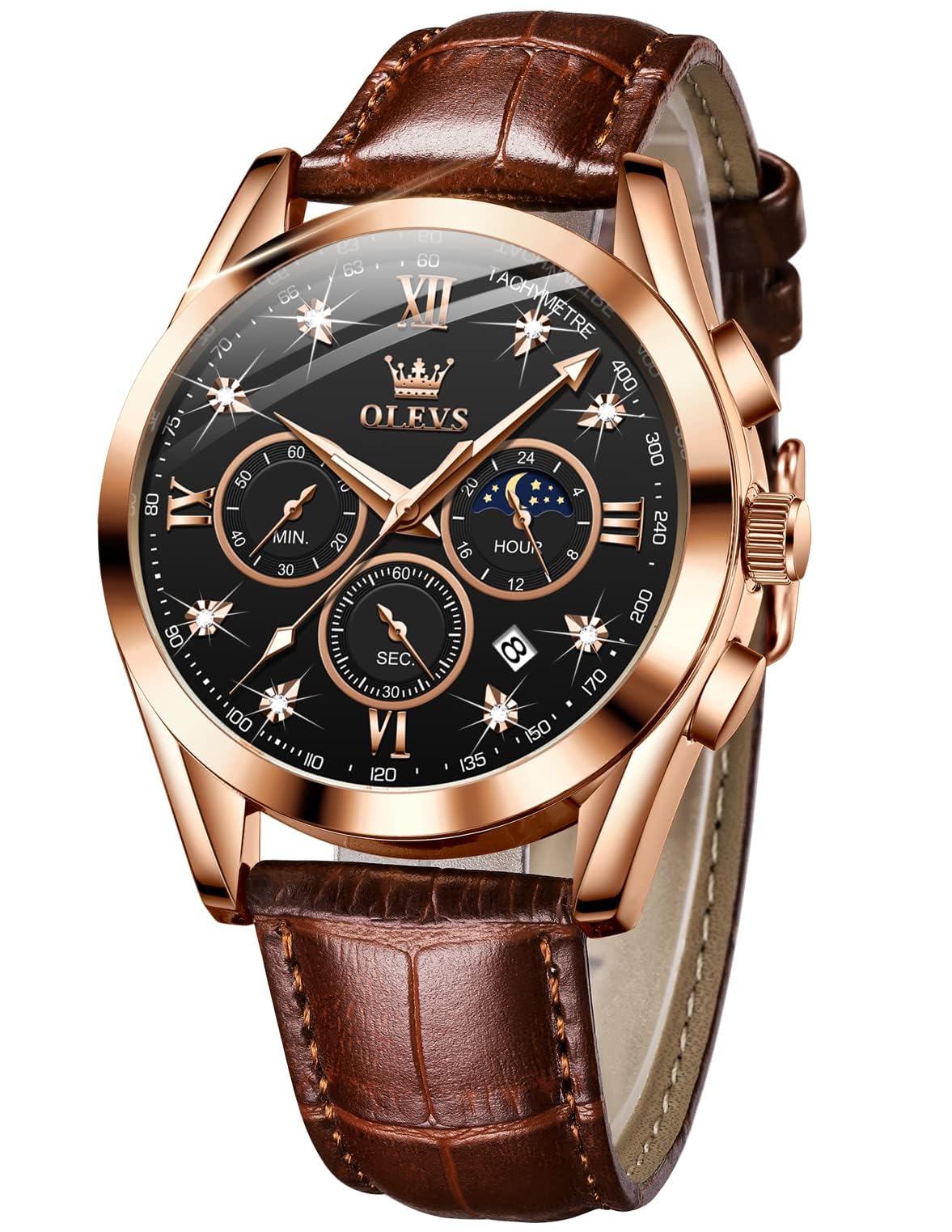 OLEVS Mens Wrist Watch Easy Read Analog Quartz Date Silver Casual Stainless Stee