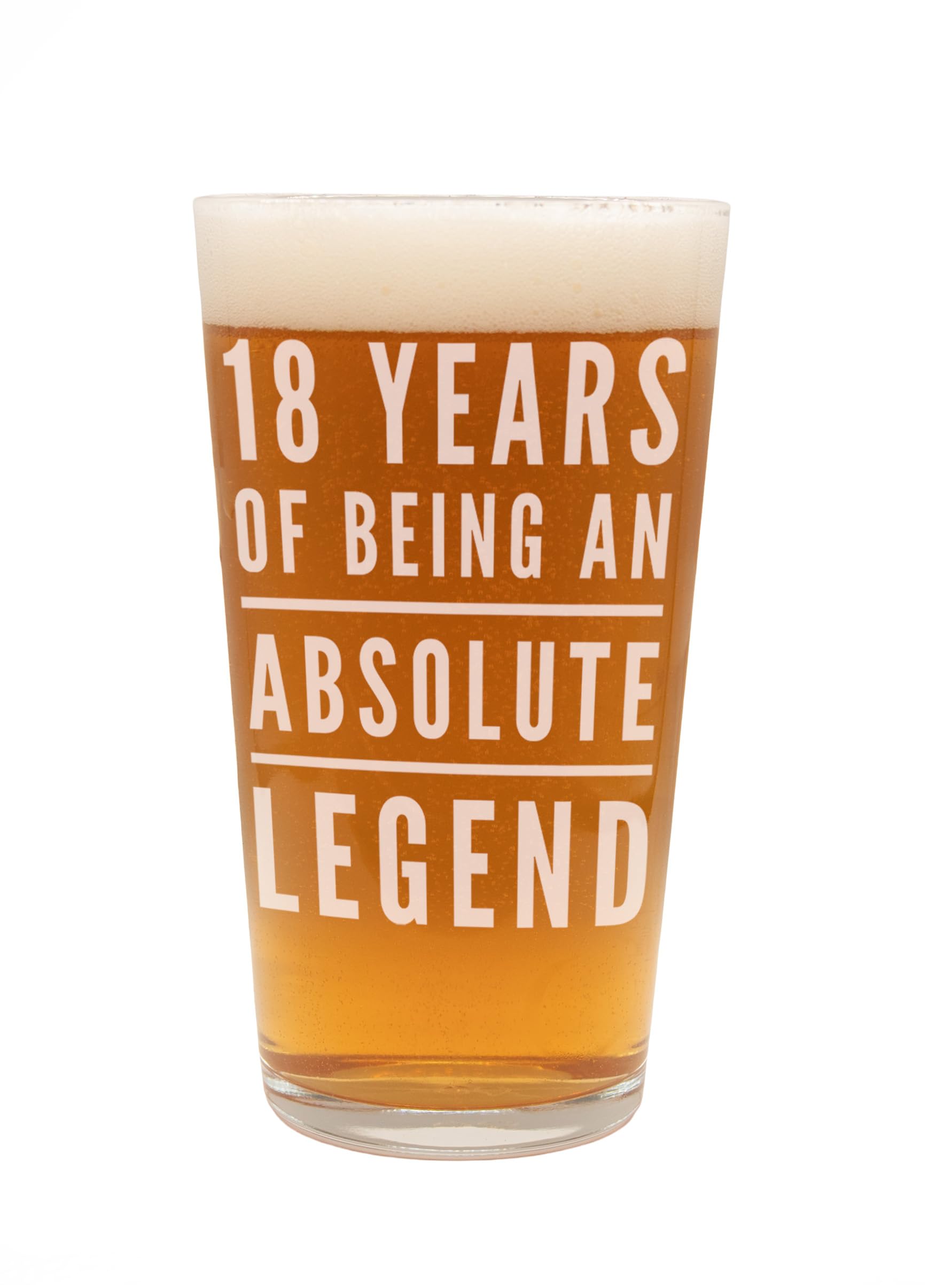 18th Birthday Gift for Boys, Men, Beer Glass Pint, 18 years of being an absolute
