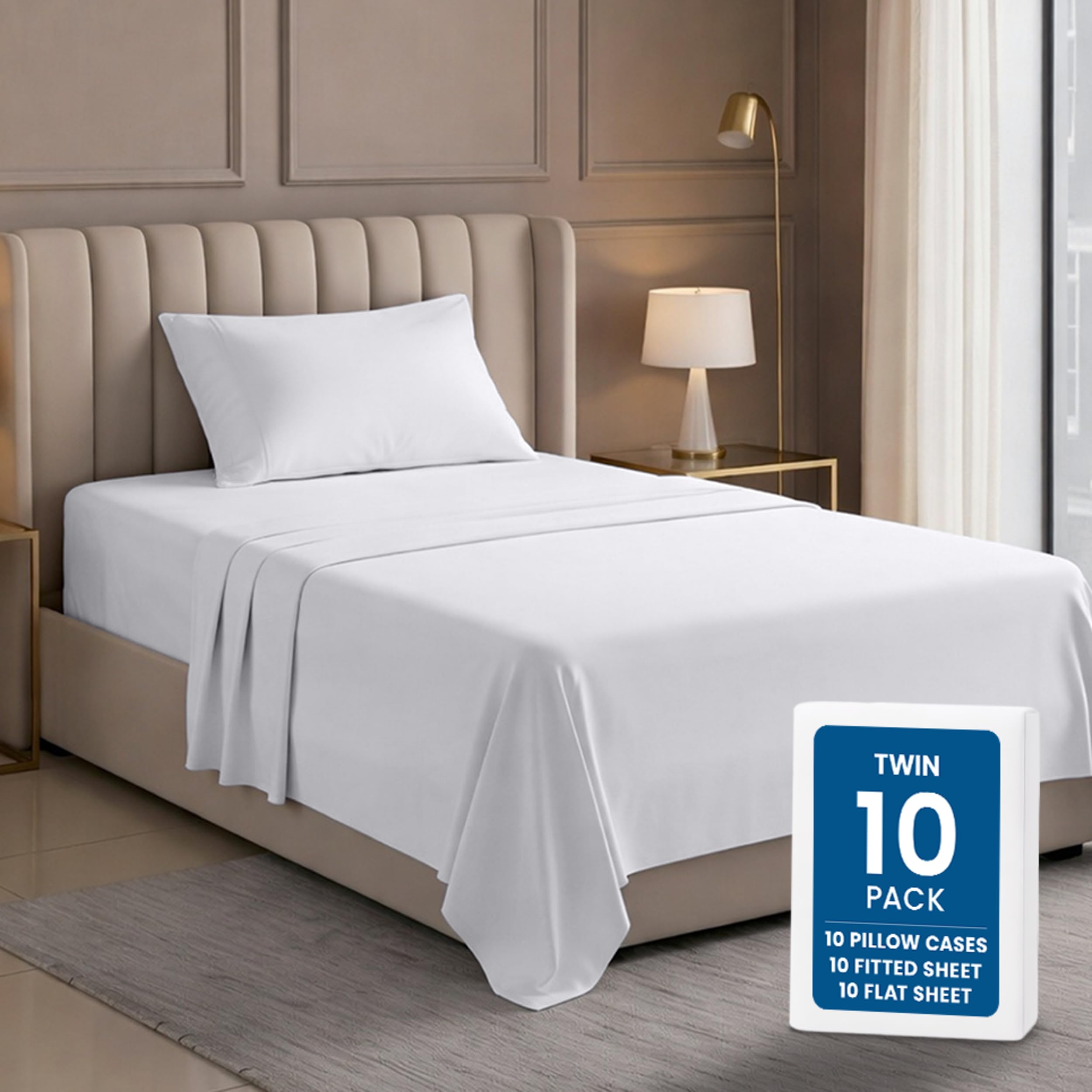 Utopia Bedding Twin Bed Sheets Set - Bulk Pack of 10 Sheet Sets - Brushed Microf
