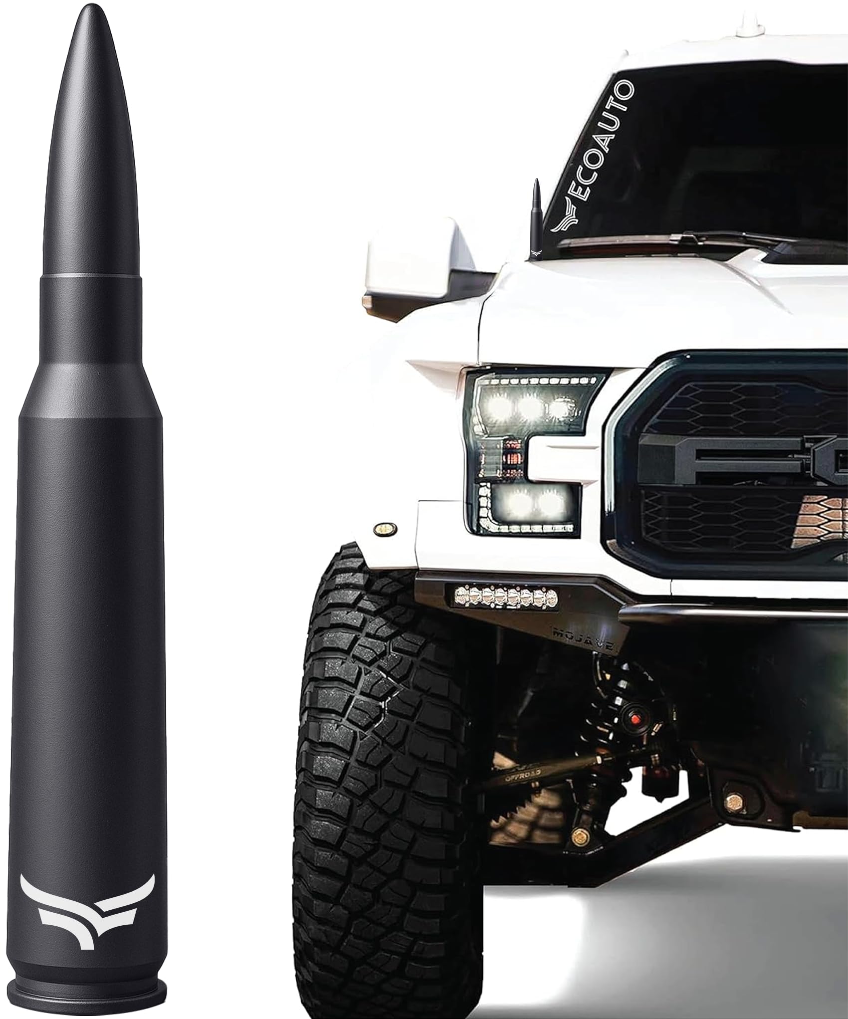 EcoAuto 50 Cal Bullet Antenna for Ford F150 F250 F350 &amp; Dodge Ram &amp; Ford
