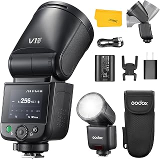 Godox V1 Mid S Flash for Sony, 55Ws 2.4G TTL Round Head Speedlite for Sony