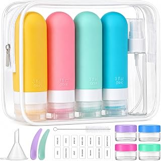 16pack Travel Bottles for Toiletries, TSA Approved LeakProof Squeezable Silicone Toiletry Containers for Shampoo, Conditioner, 3oz Portable Refillable Traveling Size Liquid Containers (16Pcs/Colorful)