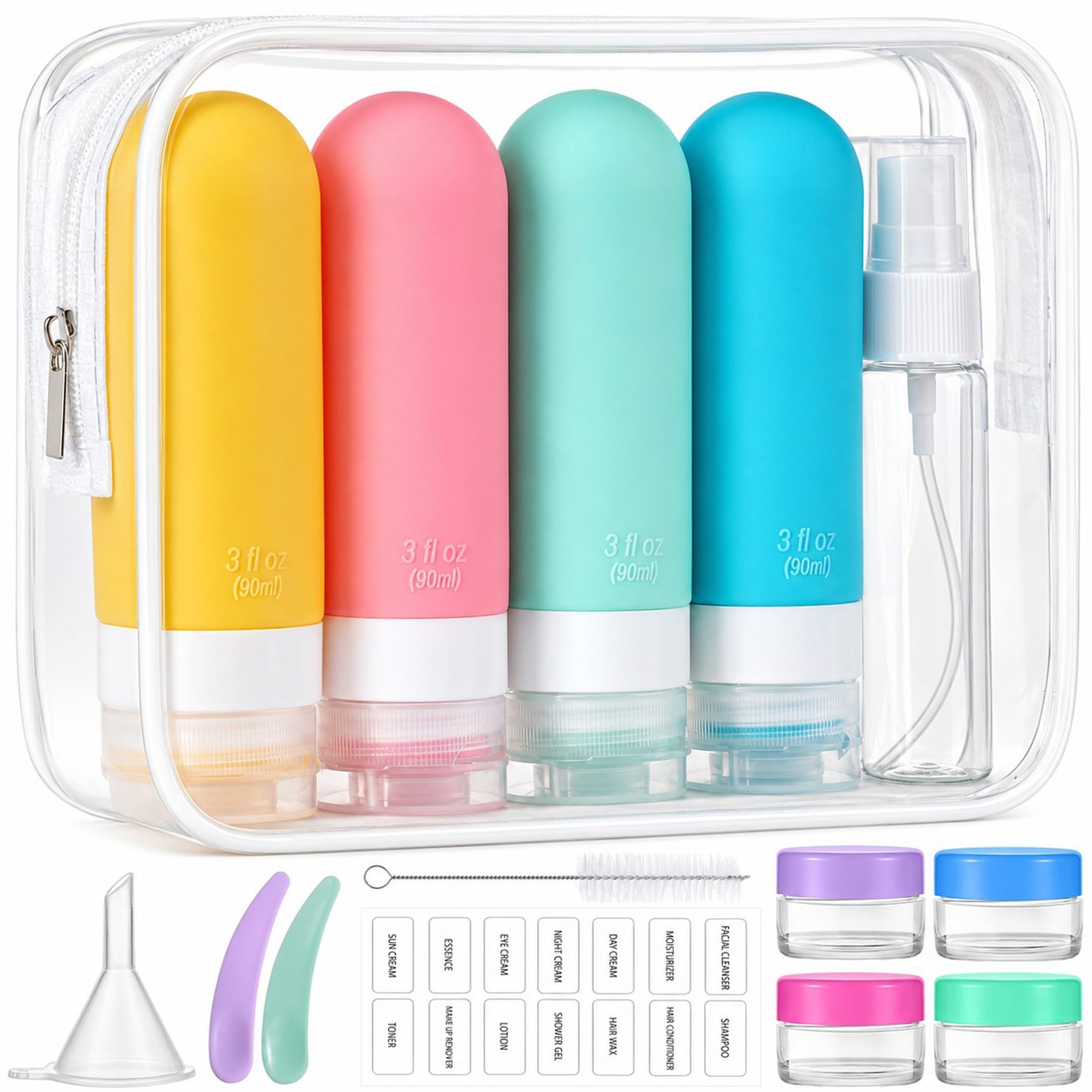 16pack Travel Bottles for Toiletries, TSA Approved LeakProof Squeezable Silicone