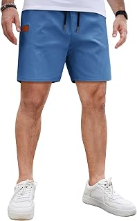 COOFANDY Pantalones cortos casuales de algodón para hombre, pantalones cortos de playa de verano de 5 pulgadas, ligeros, con cordón elástico en la cintura