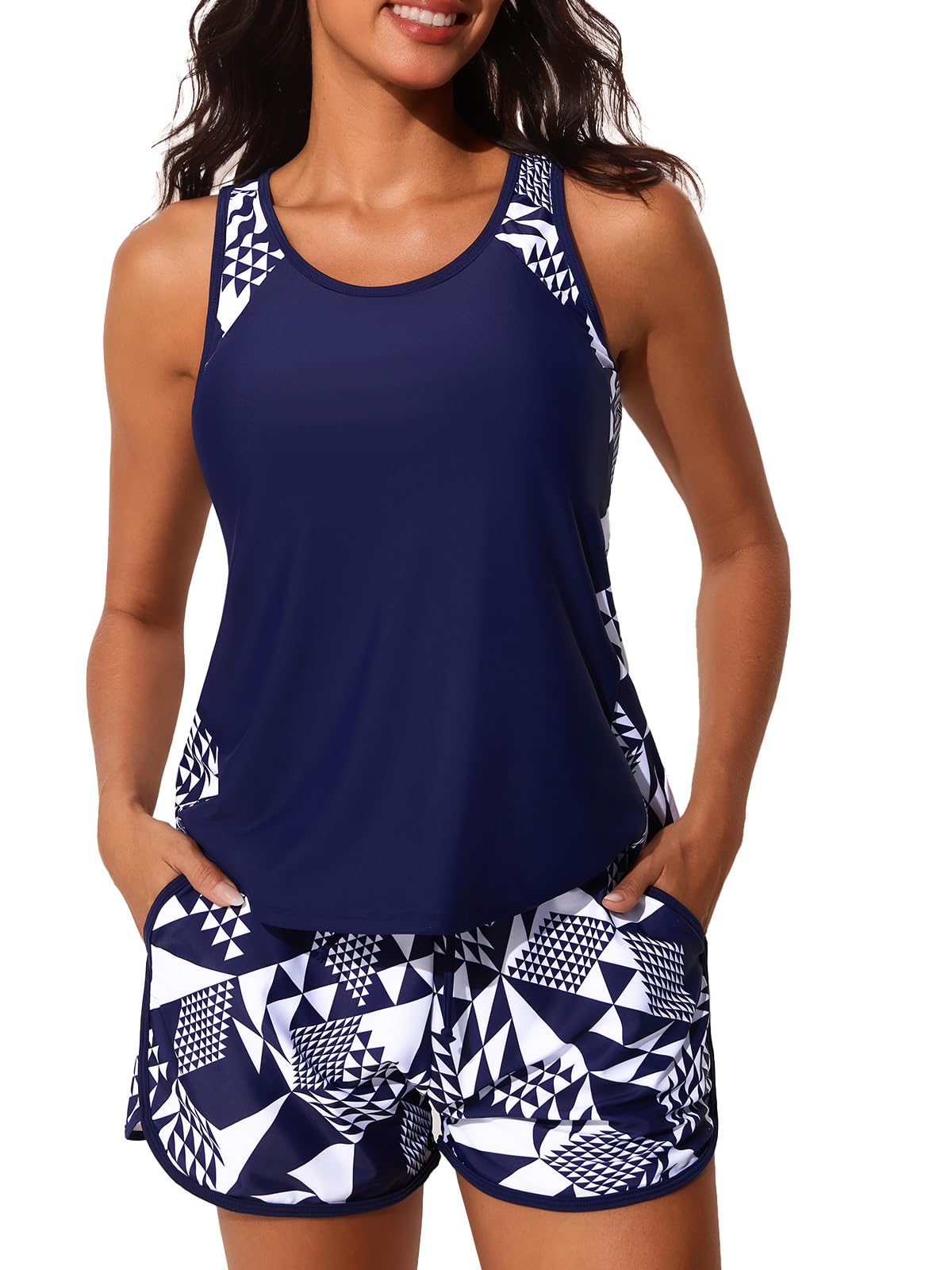 Summer Mae Blouson Women's Tankini Swimsuit Tummy Control Two Piece Swimsuit wit