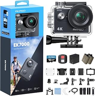 AKASO EK7000 4K30FPS Action Camera with 64GB microSDXC Memory Card | 20MP Ultra HD Underwater Camera Remote Control 170 Degree Wide Angle Waterproof Cam with Accessory Kit