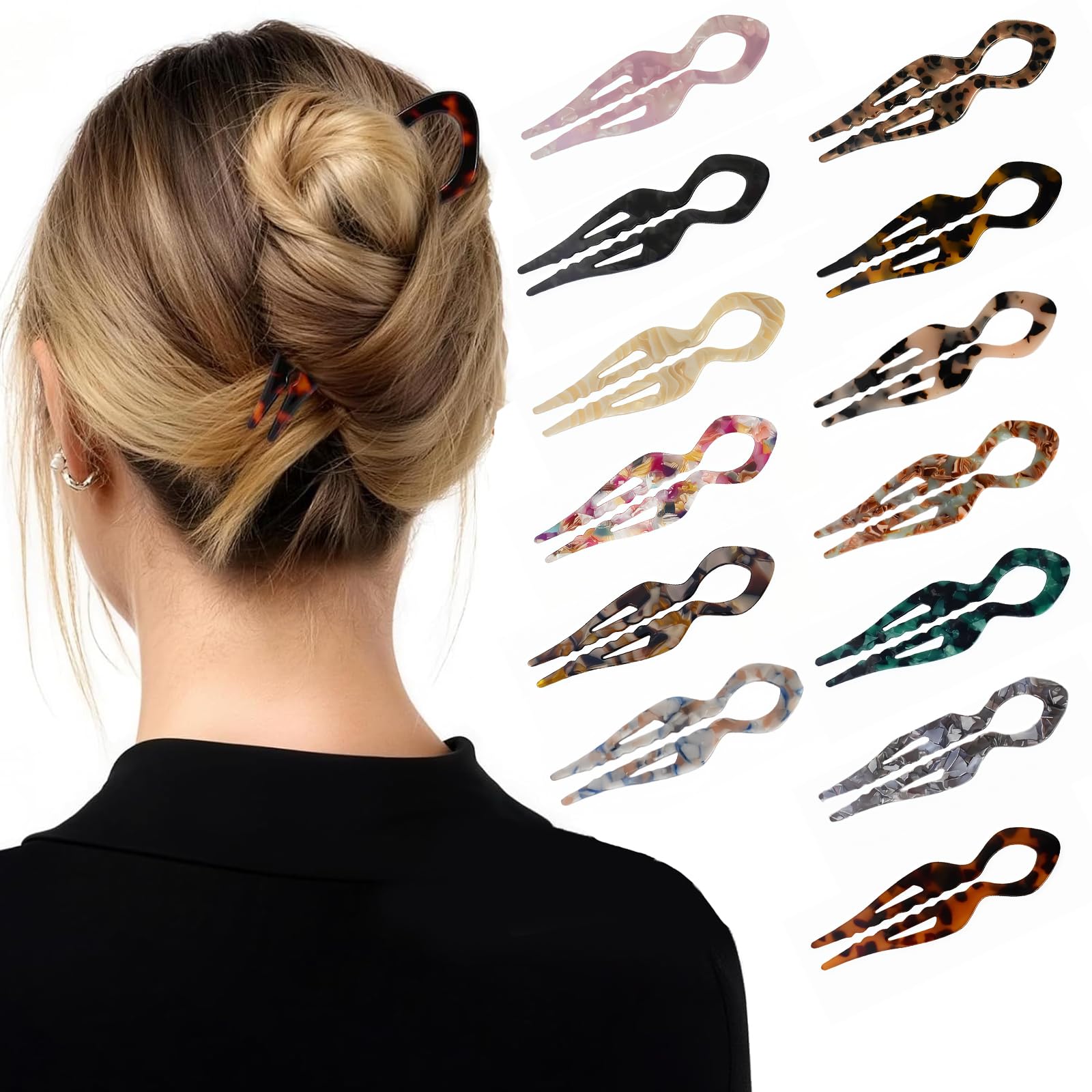 Women's Hairpin Tortoise Shell Hairpin Updos Chignons French Twist Pin, Strong H