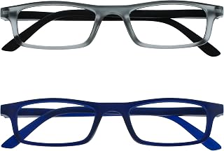 OPULIZE Matte Grey Black Navy Blue Lightweight Value Readers 2 Pack Men Women Rr17-73 +1.00-58 g